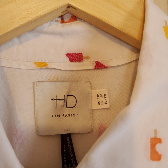 ANTHRO White Popsicle Button Down Shirt Dress 10P - Picture 7 of 8